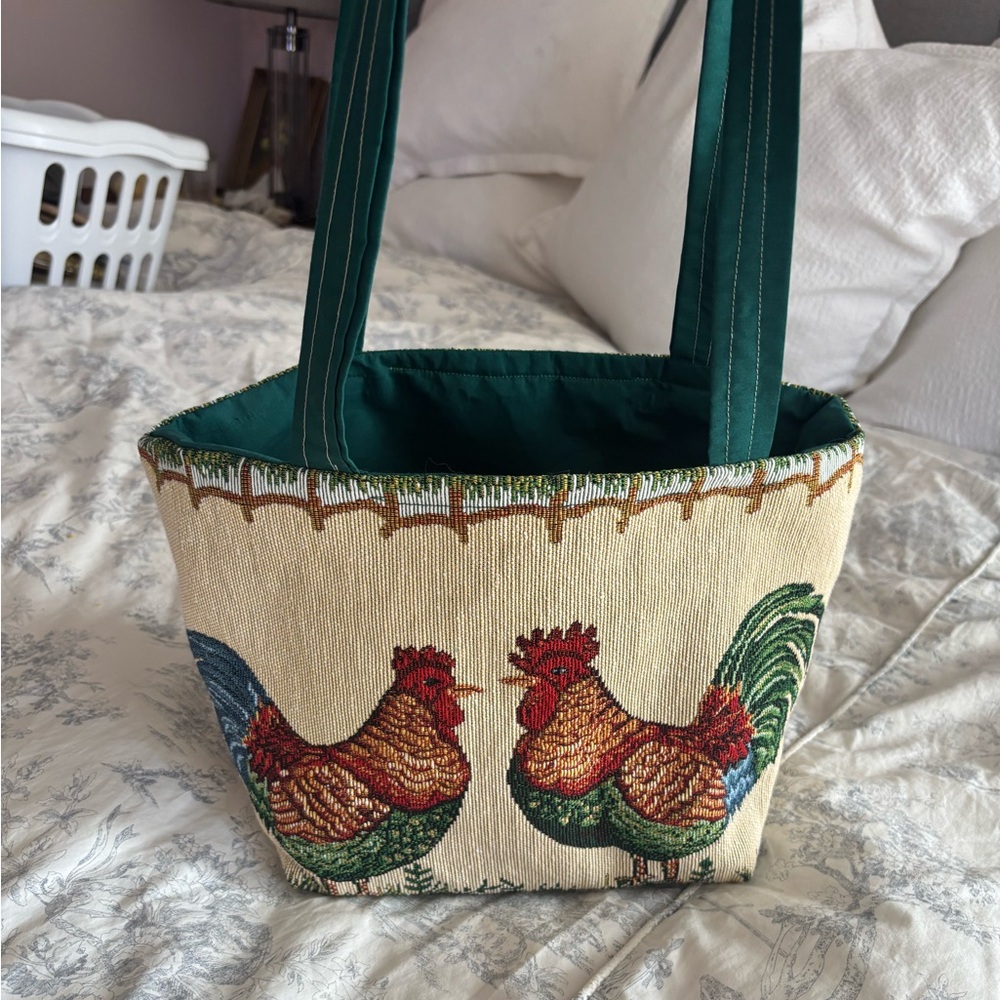 Unique tapestry rooster tote bag